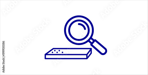 Quality inspection analysis outline icons set. magnifying glass, surface check, defect detection, laboratory testing, research tools, forensic search, product control