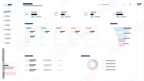CRM dashboard interface with sales funnel analytics kanban board charts and customer management SaaS admin panel UI