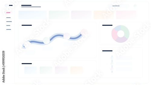 Data analytics dashboard with flow chart donut metrics and business reporting SaaS interface template