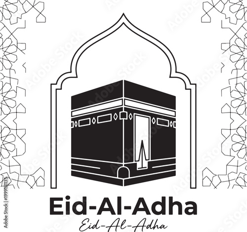 Eidaladha greeting card design with kaaba illustration