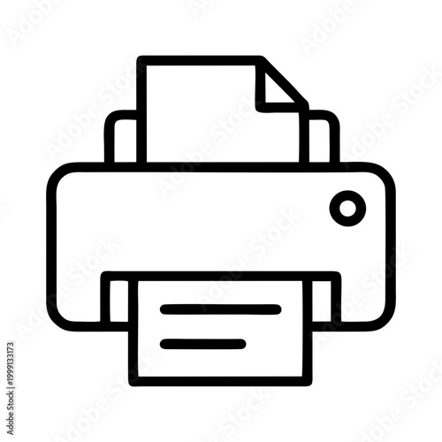 Printer Icon Line Style, Office Printing Machine Outline Vector