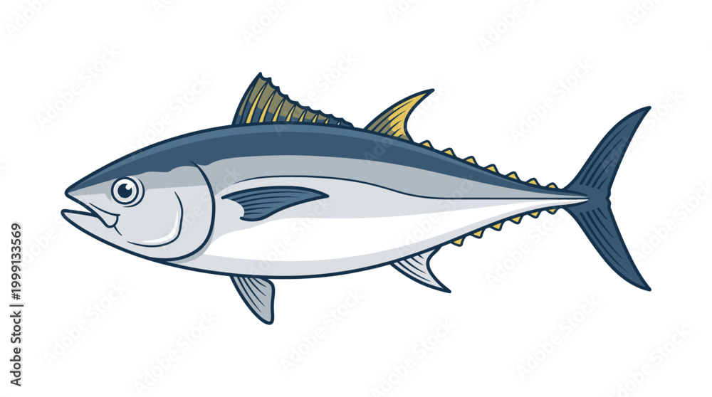 Obraz premium Clean Bluefin Tuna Illustration for Seafood and Fishing Industry