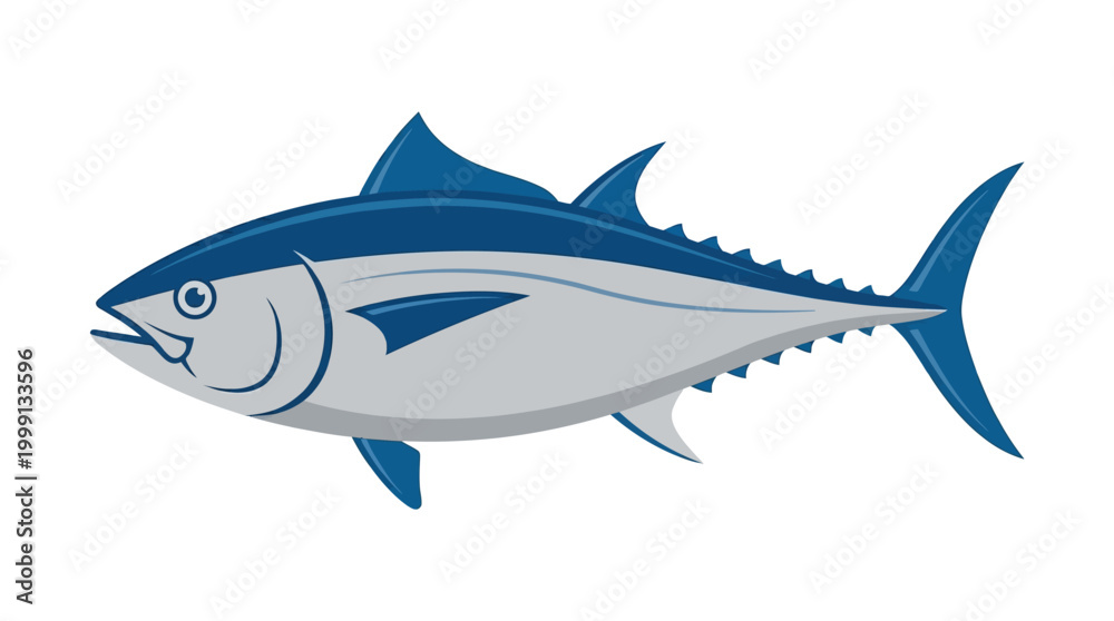 Fototapeta premium Detailed Atlantic Bluefin Tuna Fish Graphic for Seafood Design