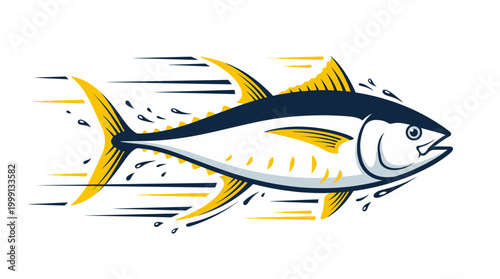 High Speed Bluefin Tuna Swimming Fast with Motion Lines