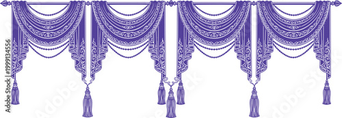 Elegant purple curtain swag valance with tassels