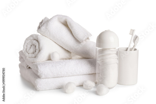 Stack of clean towels with ...