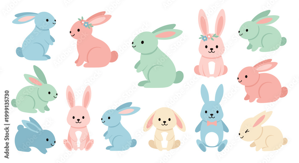 Obraz premium Colorful cartoon rabbit illustrations 1.