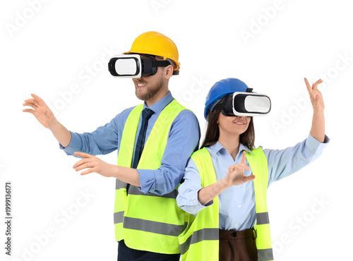 Young engineers in VR glass...
