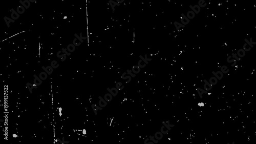 vintage film grain texture with light scratches 4k loopable overlay. dust and noise particles on black background.