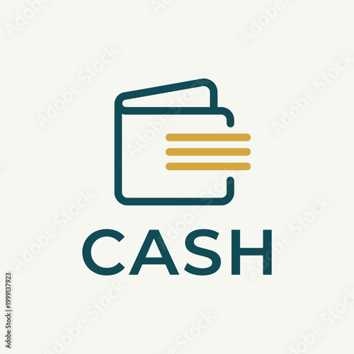 This minimalist logo showcases a wallet with cash, symbolizing finance, easy transactions, and modern financial services for personal and business use.