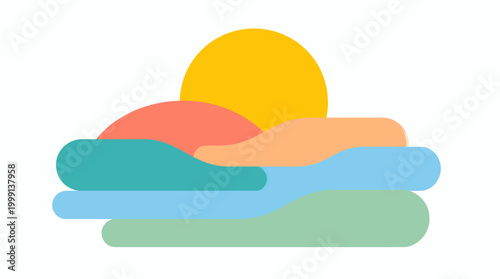 This abstract logo depicts a serene landscape with soft colors, symbolizing tranquility and harmony in nature, ideal for wellness, retreat, or environmental brands.