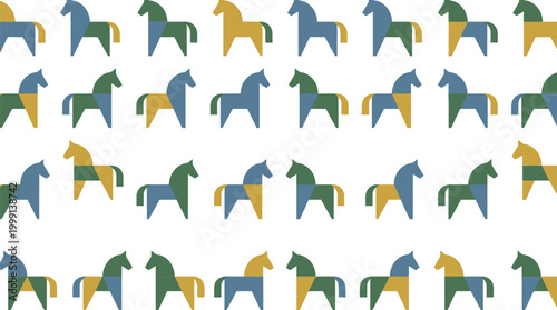 Horse silhouettes arranged in a geometric grid pattern create a modern and symmetrical visual texture.
