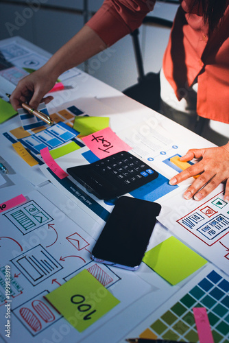 team of UI UX web designer are working together to develop mobile responsive websites with UI UX front end designer previews