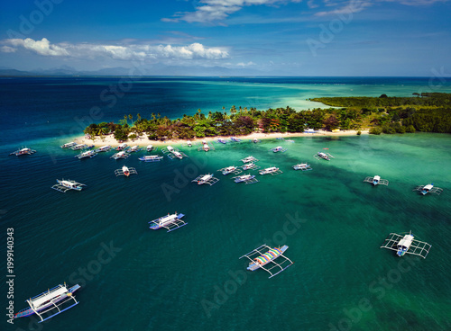 Принти на полотні Aerial view of Cowrie Island in Honda Bay, Palawan, Philippines