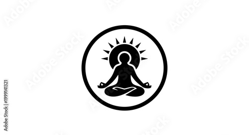 Yoga Meditation Silhouette Icon Design.