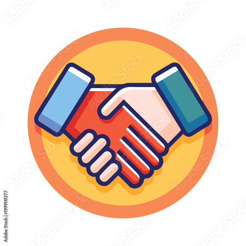 Handshake agreement partnership cooperation friendship business deal teamwork handshake between two people in a circle