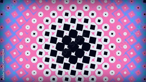 Abstract geometric pattern with glowing blue and pink squares