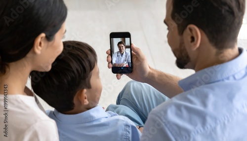 Family Video Call with Doctor - Healthcare Consultation and Communication.