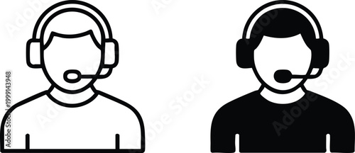 Minimalist Call Center Agent and Customer Support Icon Set, Modern Telemarketing and Digital Assistance Vector Graphics, vector, illustration, silhouette.