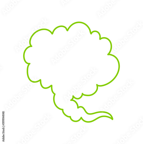 Smelly smoke outline style. Green poison clouds, toxic gas bubbles, cartoon bad stink, unpleasant smell vapour effect. Vector illustration.
