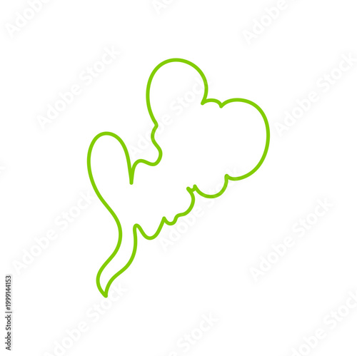 Smelly smoke outline style. Green poison clouds, toxic gas bubbles, cartoon bad stink, unpleasant smell vapour effect. Vector illustration.
