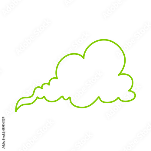 Smelly smoke outline style. Green poison clouds, toxic gas bubbles, cartoon bad stink, unpleasant smell vapour effect. Vector illustration.
