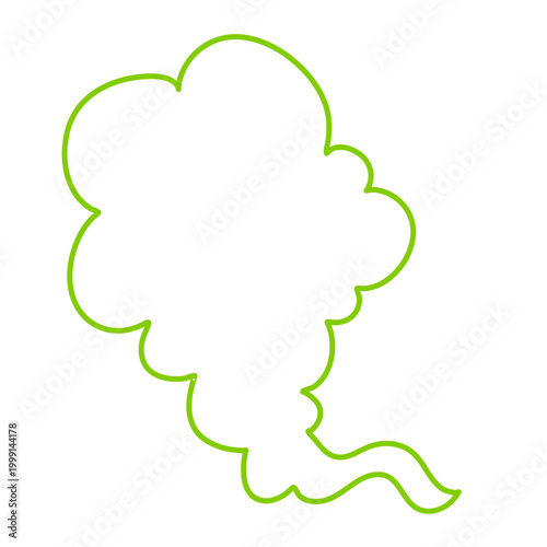 Smelly smoke outline style. Green poison clouds, toxic gas bubbles, cartoon bad stink, unpleasant smell vapour effect. Vector illustration.
