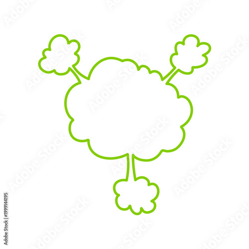 Smelly smoke outline style. Green poison clouds, toxic gas bubbles, cartoon bad stink, unpleasant smell vapour effect. Vector illustration.

