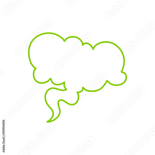 Smelly smoke outline style. Green poison clouds, toxic gas bubbles, cartoon bad stink, unpleasant smell vapour effect. Vector illustration.
