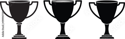 trophy cup icon set – black vector award symbol for success, achievement, and competition .