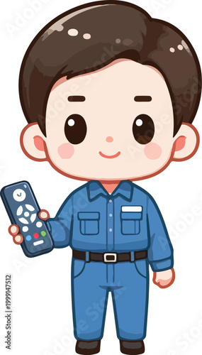 Cute AC Technician Flat Vector