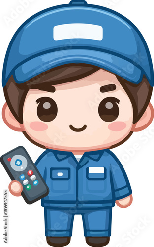 Cute AC Technician Flat Vector