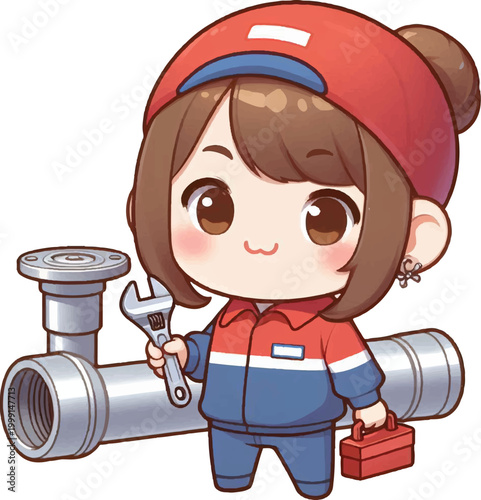 Cute AC Technician Flat Vector