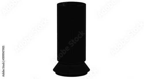 Simple black cylindrical object with flared base on white background for design product technology concept