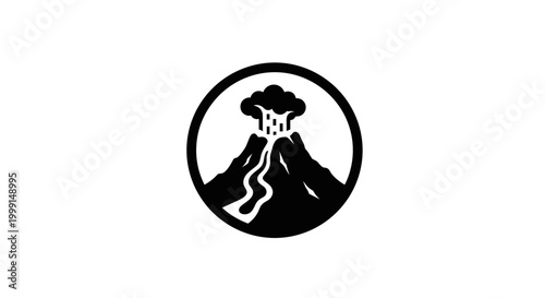 Volcano Eruption Icon Black.