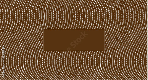 A sophisticated brown digital background with white intricate wavy line patterns. Includes a central rectangular box for overlaying text or design content.