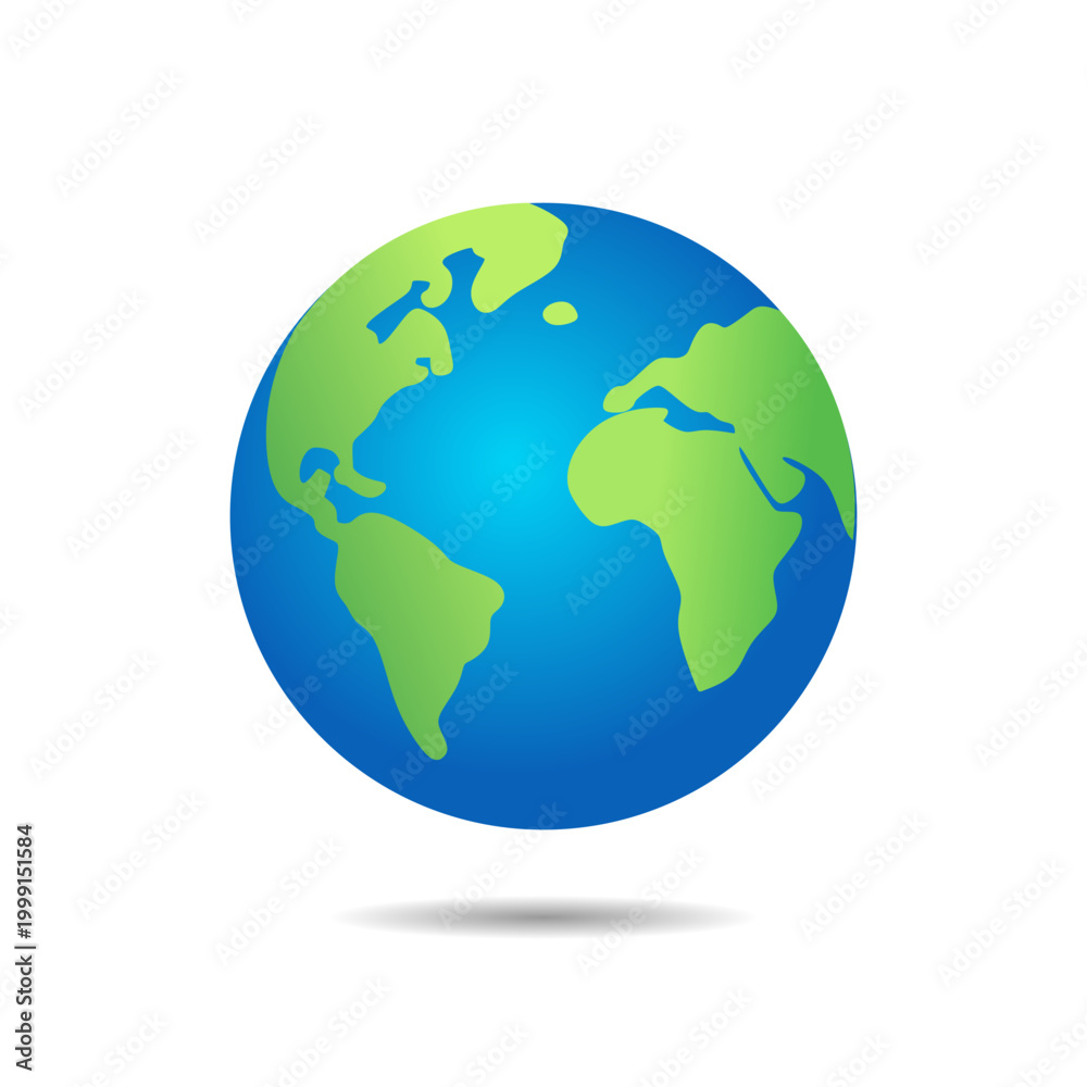 Obraz premium Earth Icon Vector - Planet Globe, World Map and Global Symbol Outline Illustration