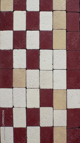 Checkerboard Pattern of Red and White Square Tiles