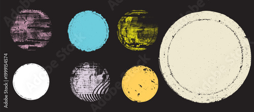 Grunge post Stamps Collection, Circles. Banners, Insignias , Logos, Icons, Labels and Badges Set . vector distress textures.blank shapes.
