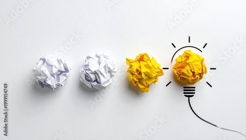 Yellow Paper Ball as Light Bulb Idea