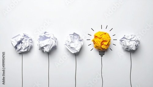 Yellow Paper Ball as Light Bulb Idea