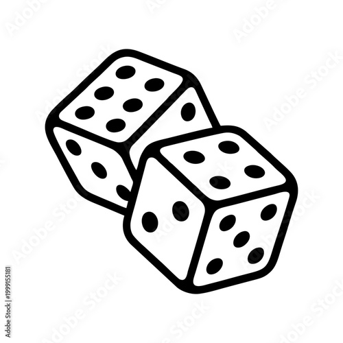 Dice Icon Line Style, Casino Gambling Game Luck Outline Vector