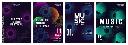 Bild auf Leinwand Music poster design background vector set