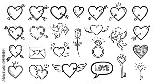 Canvastavla Heart Symbols and Love Icons.