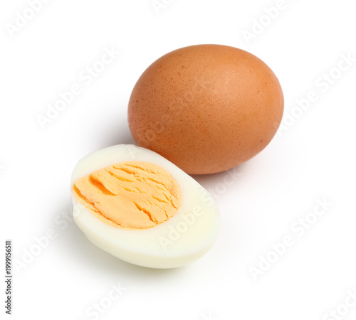 Fresh boiled eggs on white ...