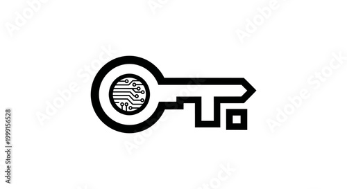 Key with Globe Icon Symbol.