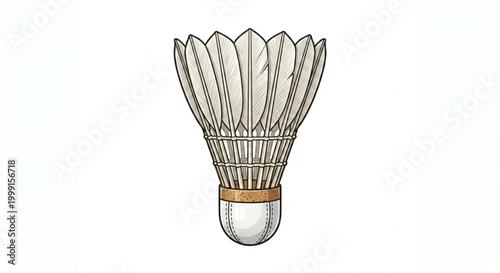 Badminton Shuttlecock Illustration Isolated on White Background, Realistic Birdie Vector for Sports Equipment Design