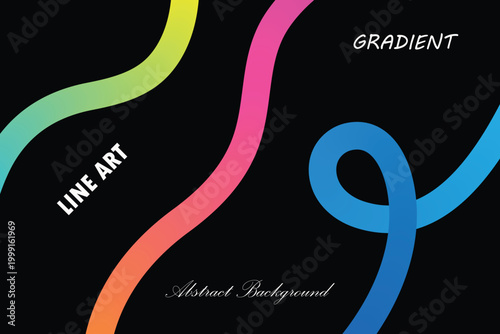 Vibrant gradient line art on black background a modern abstract design