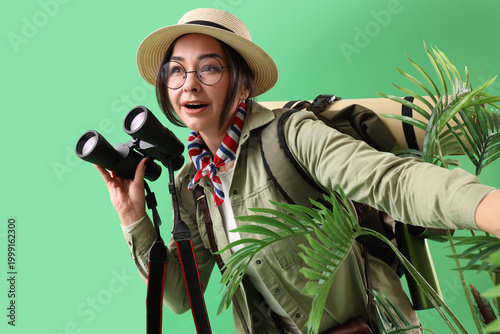 Female guide with binocular...