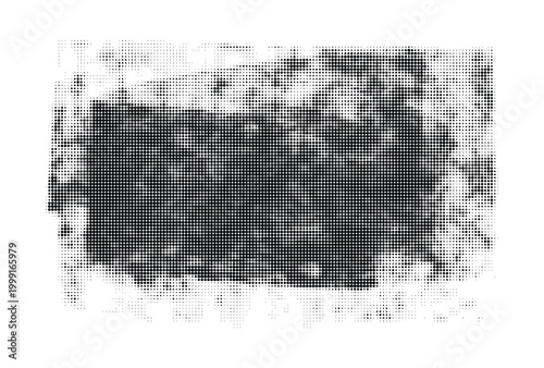 Abstract black and white halftone dot pattern texture background graphic element for design projects.